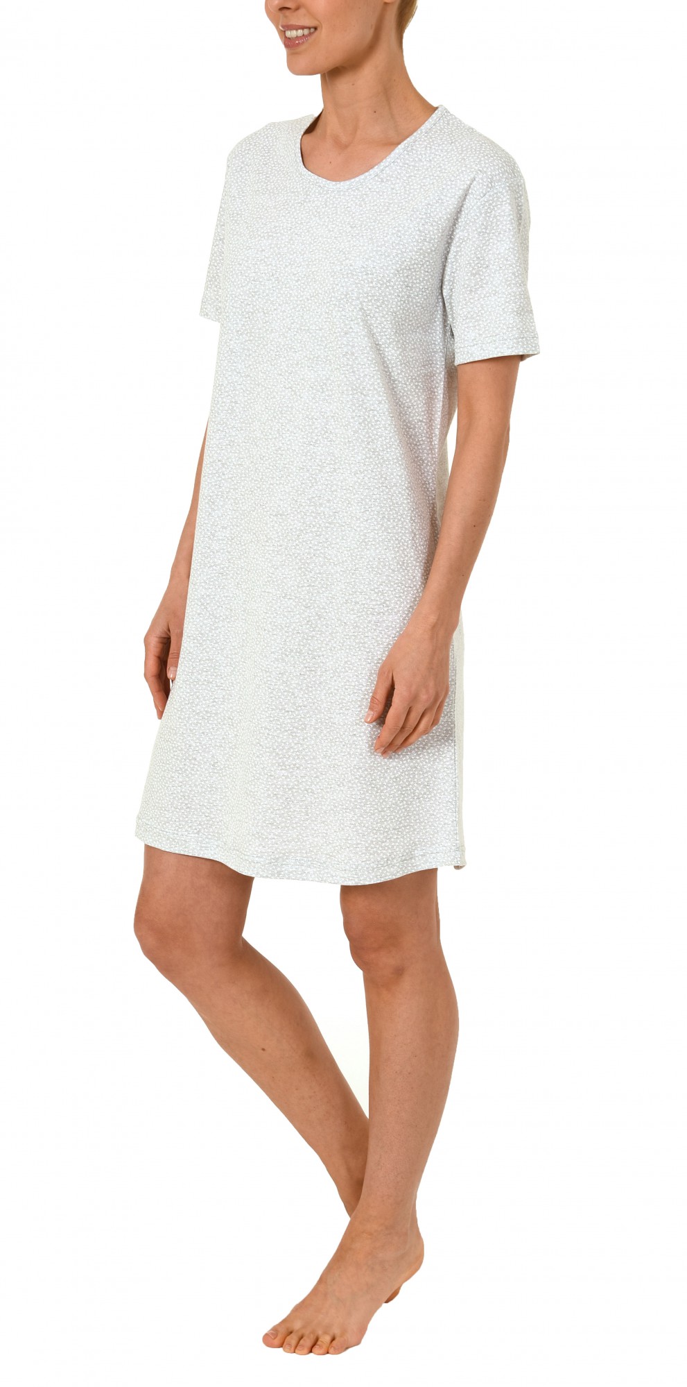 Camicia Da Notte Donna K-Milano A Maniche Corte, 100% Cotone, Senza Cuciture Laterali, Per Anziane